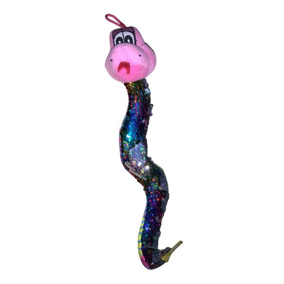 Flip Sequin Plush Toy Snake 16 inch Long Pink Head - Picture 2 of 16